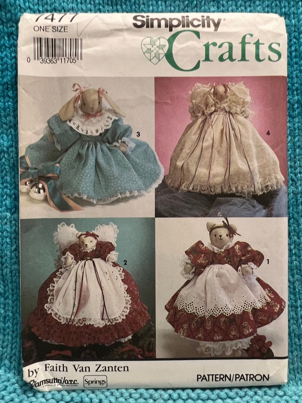 Simplicity 7477 Sewing pattern country bunny bear plush tree topper